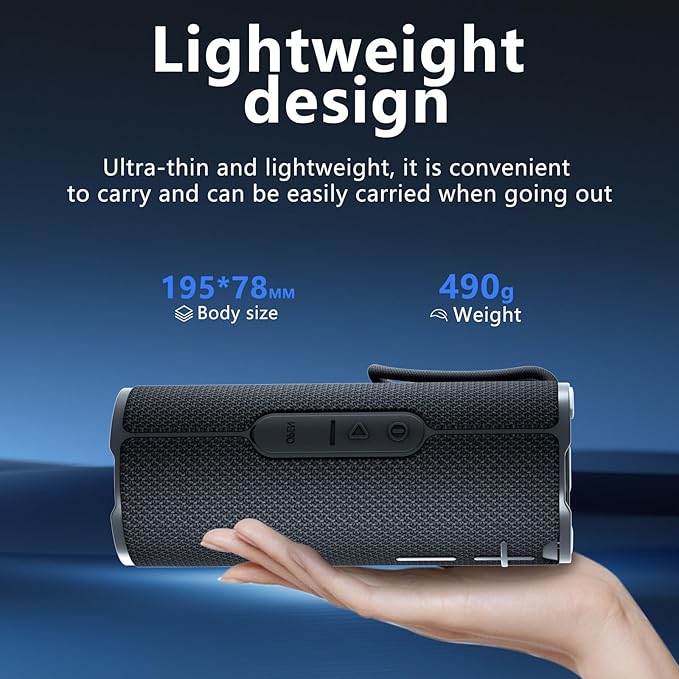 BYANDBY Bluetooth Speaker with IPX5 Waterproof 2 Portable, Long Playtime, Wireless Stereo Pairing, 12W Stereo Sound, BT 5.3, Bassup, Electronics for Home, Shower, Outdoors, Travel(Black)