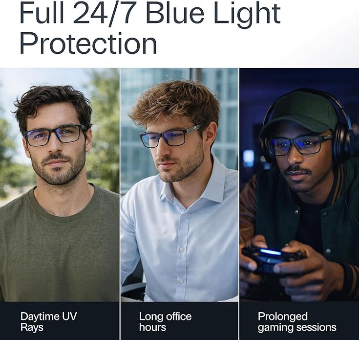 IBOANN Blue Light Glasses for Men - Lightweight Al-Mg Metal, Gaming Computer Blocking Glasses, Eye Protection Anti Eyestrain