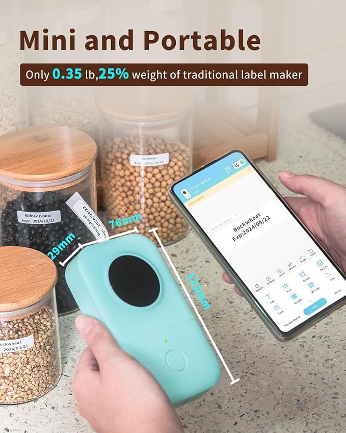 Phomemo Label Maker D30 Labeler,Sticker Printer Machine,Portable Bluetooth Label Printer,Labeler for Gift Office Home Organization,Back to School Supplies for Kids,Teacher (USB Rechargeable)-Green