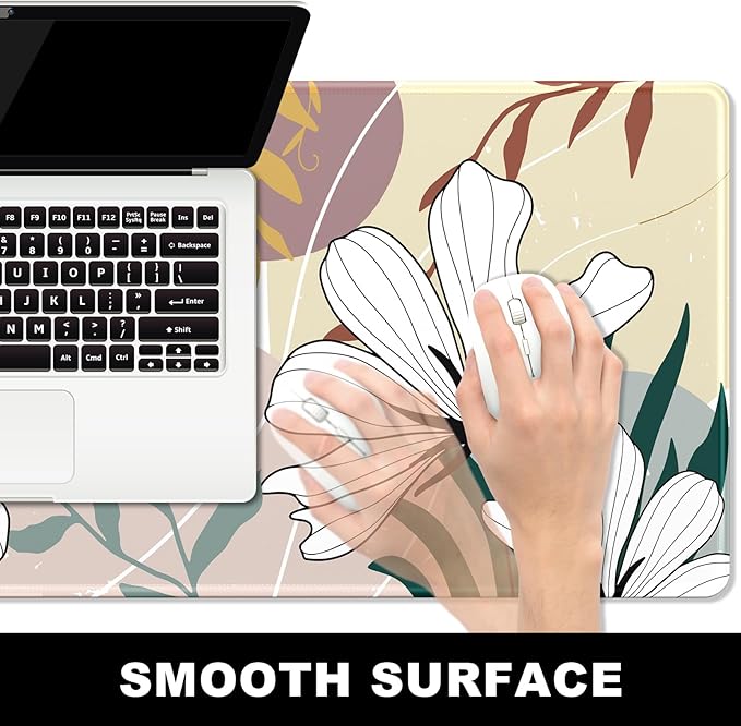 BOSOBO Large Mouse Pad, Desk Pad, XXL XL Extended Gaming Mouse Pad, Desk Mat for Office & Home, Long Keyboard Mat, Huge Mouse Pad, Desktop Full Cover 35.5 x 15.7 Inches, Modern Style Blue Flowers
