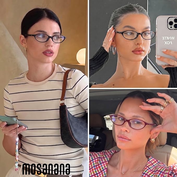 mosanana Blue Light Blocking Oval Glasses for Women Trendy Retro MO25101