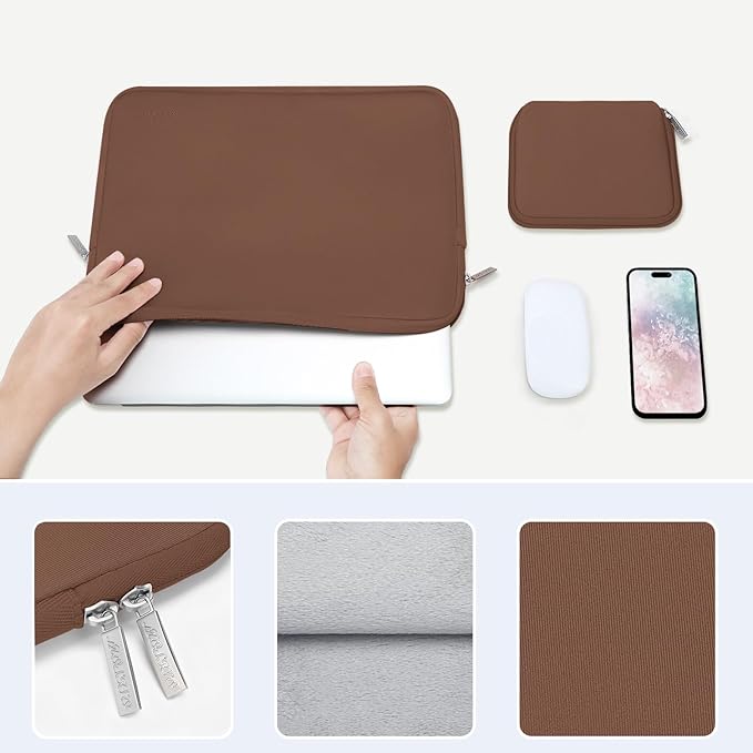 MOSISO Laptop Case 13.3 inch, 13-13.3 inch Laptop Sleeve Bag Compatible with MacBook Air/Pro 13/Pro 14 M5 M4 M3 M2 M1, HP Dell ASUS Lenovo, Neoprene Computer Sleeve Bag with Small Case, Caramel Brown