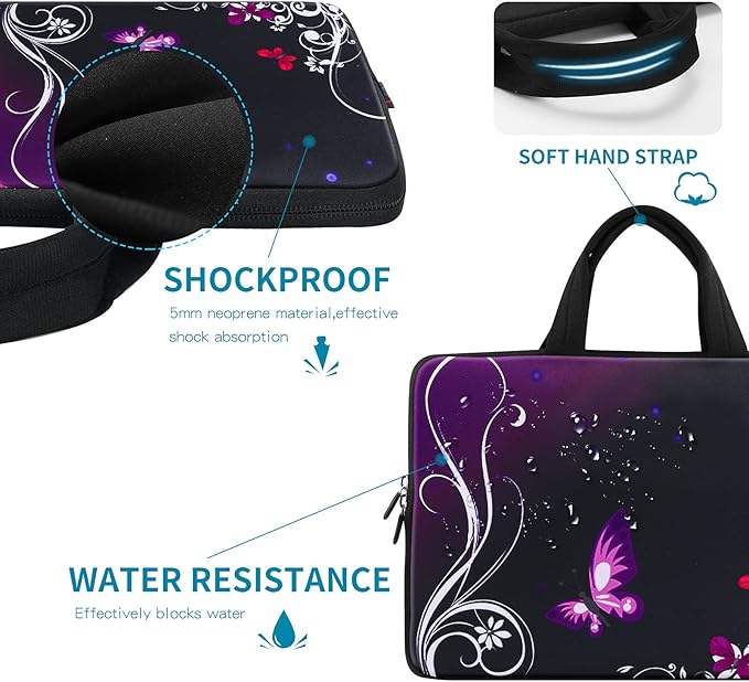 iColor 14 15 15.4 15.6 inch Laptop Handle Bag Computer Protect Case Pouch Holder Notebook Sleeve Neoprene Cover Soft Carring Travel Case for Dell Lenovo Toshiba HP Chromebook ASUS Acer Purple ICB-01
