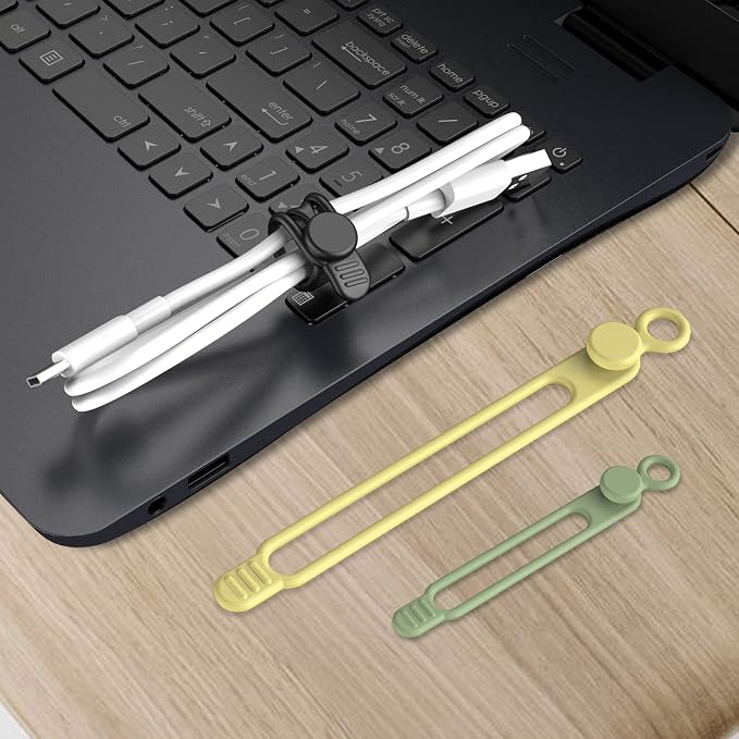 Nearockle Silicone Cable Ties Cord Organizer for Cable Management, 20PCS 4.2" and 7.1" Reusable Cable Organizer Electronic Accessories for Home, Office, Kitchen, School, Travel (5 Colors) - Image 6