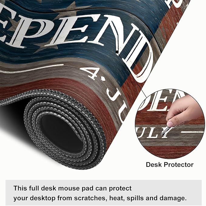 Mouse Pad, Large Anti-Slip with Stitched Edges Desk Mat Desktop Laptop Computer Desk Keyboard Mat,Table Protector Blotter Mat (National Flag, 35.4" x 15.7")