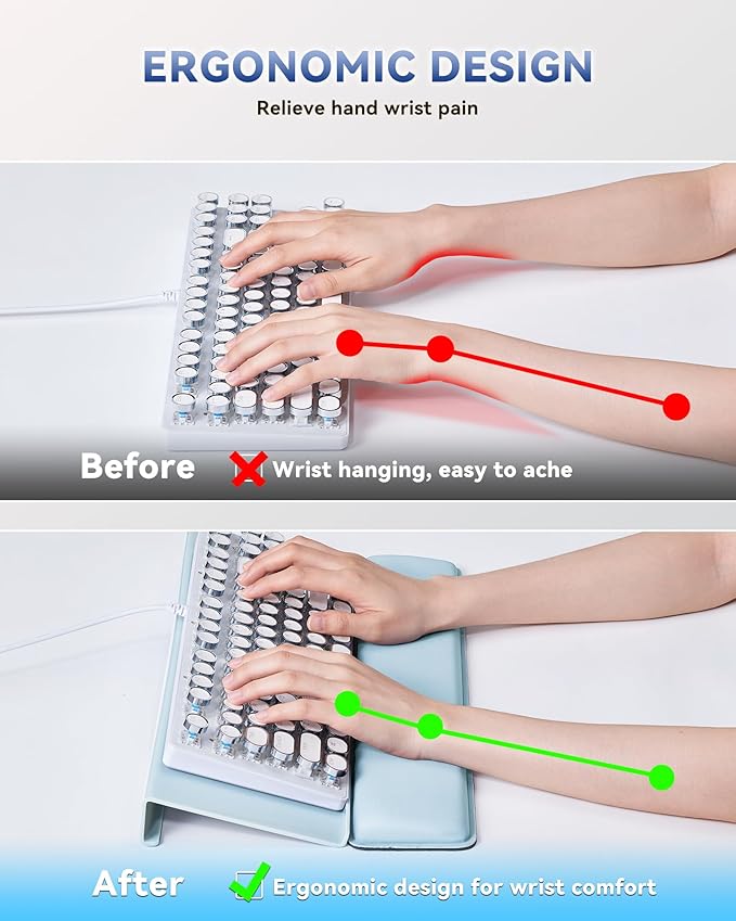 Laborio Computer Keyboard Stand for Desktop, Keyboard Wrist Rest Holder Stand for Easy Typing with Wrist Pad for Office Desk, Home, School(Blue)