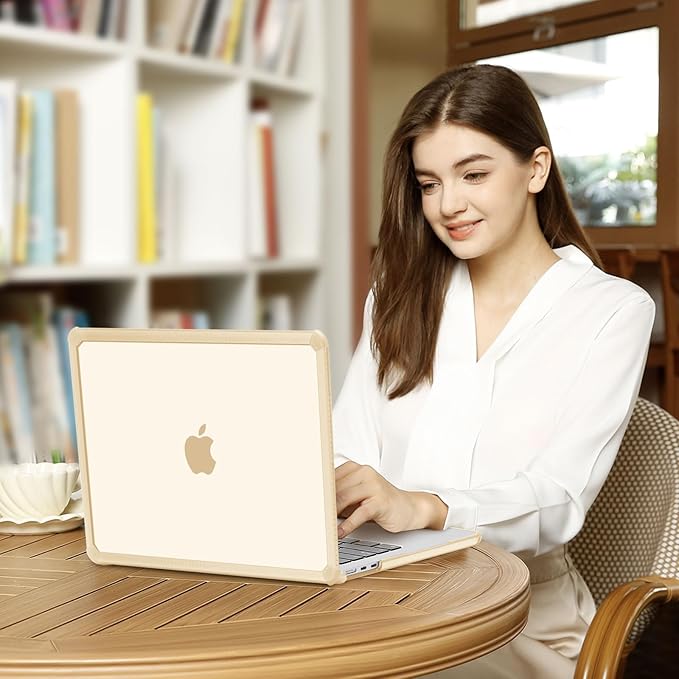 MOSISO Compatible with MacBook Air 13 inch Case M5 2026 M4 2025 M3 M2 2024-2022 A3449 A3240 A3113 A2681,3 in 1 Kit Crack-Resistant Heavy Duty Protective Plastic Hard Case with TPU Bumper, Apricot