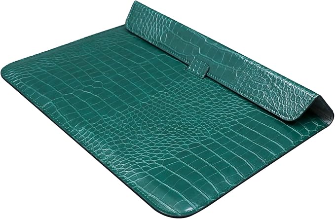 Laptop Sleeve 13-13.6 Inch Crocodile PU Leather Flip Case for 2016-2026 MacBook Neo 13 A18 Pro A3404 Air 13/13.6/ Pro 13 M5 M4 M3 M2 M1, for HP Dell Microsoft 13-13.6" Notebook, Green