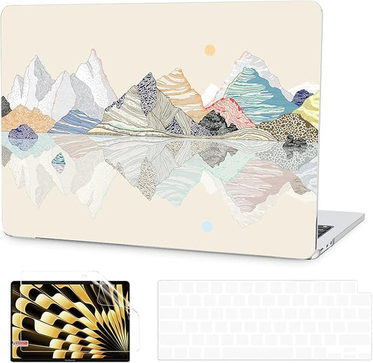 G JGOO Compatible with MacBook Air 13 inch Case 2026 2025-2022 M5 A3449 M4 A3240 M3 A3113 M2 A2681, Plastic Hard Shell for MacBook Air 13.6 inch Case +Keyboard Cover+Screen Protector, Mountain