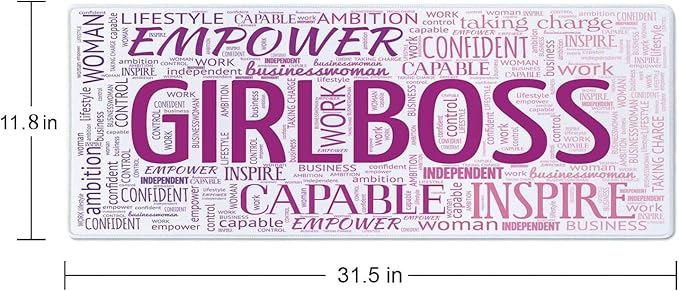 Desk Mat, Female Emancipation Word Cloud Extended Gaming Mouse Pad Large, 31.5"x11.8" Big Mouse Pad with Non-Slip Base and Stitched Edge, Long Computer Keyboard Mouse Mat for Home Office Work