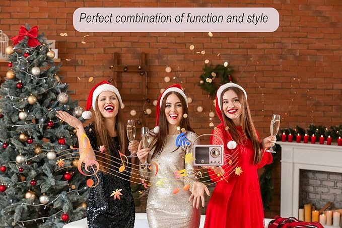 Dosmix Retro Bluetooth Speaker, Vintage Decor, Small Wireless Bluetooth Speaker, Cute Old Fashion Style for Kitchen Desk Bedroom Office Outdoor,Birthday Gifts Ideas for Women Teenage