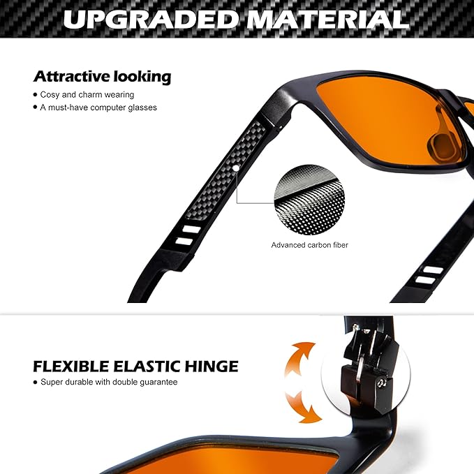 ANYLUV Blue Light Blocking Glasses Men Computer Gaming Glasses Lightweight Al-Mg Metal Anti Eyestrain Eye Protection
