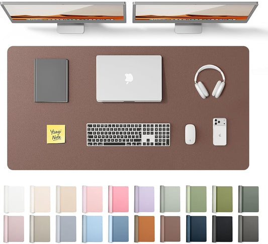 YSAGi Leather Desk Protector, Office Mat, Large Mouse Mat, Non-Slip PU Leather Blotter, Laptop Desk, Waterproof Writing Pad for Office and Home (Chocolate, 47.2" x 23.6")