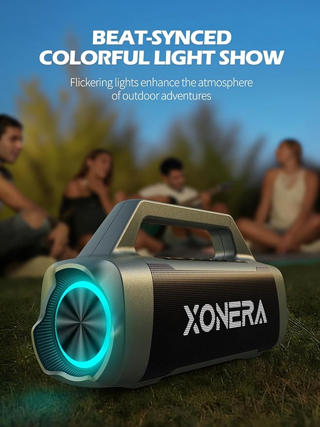 Speakers Bluetooth Wireless, 80W Peak Loud Outdoor Speaker with Bass, 20H Playtime, IPX6 Waterproof, TWS，BT5.3, Portable for Camping Hiking Boating Pool Beach, Olive Green