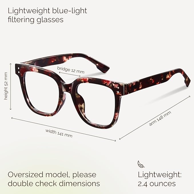 miyya Blue Light Glasses for Women & Men – Oversized UV & Blue Light Blocker Chunky Frames, Stylish Eyewear Accessories