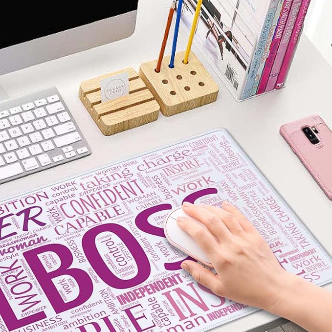 Desk Mat, Female Emancipation Word Cloud Extended Gaming Mouse Pad Large, 31.5"x11.8" Big Mouse Pad with Non-Slip Base and Stitched Edge, Long Computer Keyboard Mouse Mat for Home Office Work