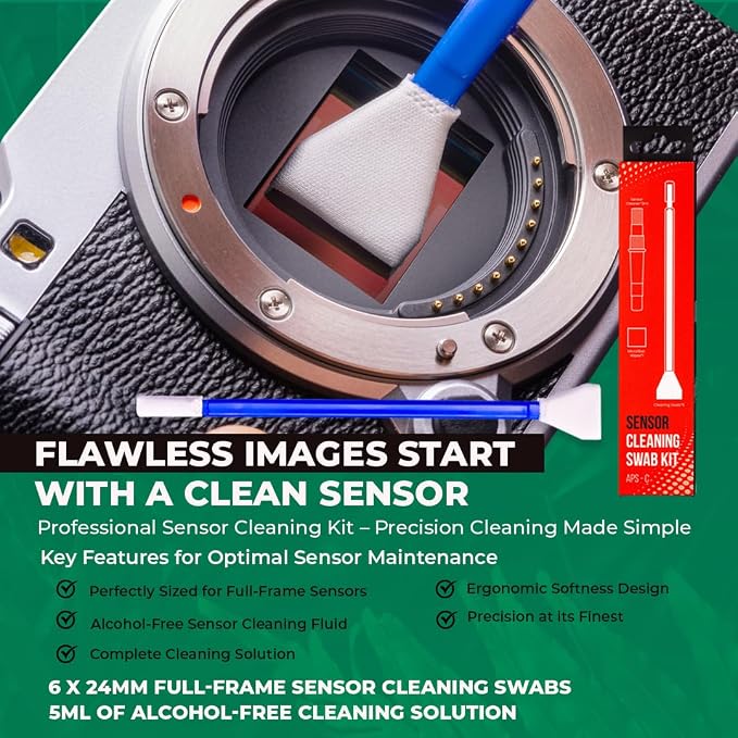 REFLEX CAMERA Professional Sensor Cleaning Kit, Alcohol-Free Solution ?€? Safe, Residue-Free for Sony, Canon, Nikon DSLR and Mirrorless Cameras (APS-C 6Pk) - Image 2