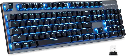 MOTOSPEED 2.4GHz Wireless/USB Wired Mechanical Keyboard 104Keys Led Backlit Brown Switches Gaming Keyboard for Gaming and Typing,Compatible for Mac/PC/Laptop