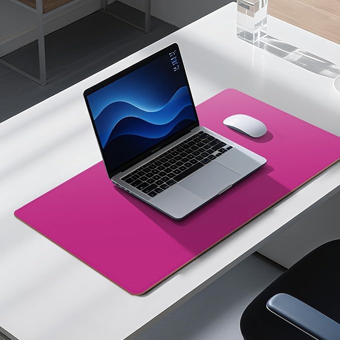 Dual Sided Leather Desk Mat - Waterproof Desk Pad - Ideal for Large Mouse Pad and Desk Mats on Top of Desks (Rose, 33"*13")