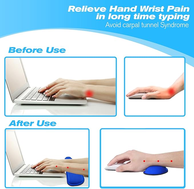 Keyboard Wrist Rest and Mouse Wrist Rest Set - Ergonomic Memory Foam Wrist Cushion - for Wrist Support on Computer, Laptop, Office, Playing Games, Typing Relieves Wrist Pain Navy Blue