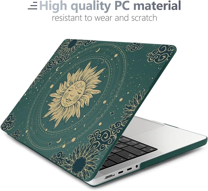 Batianda for MacBook Pro 14 Inch Case 2026-2021 Release M5 M4 M3 M2 M1 Pro/Max, 1.2mm Slim Graphic Hard Shell Cover with Keyboard Cover, Screen Protector 4-in-1 Bundle, Sun Goddess
