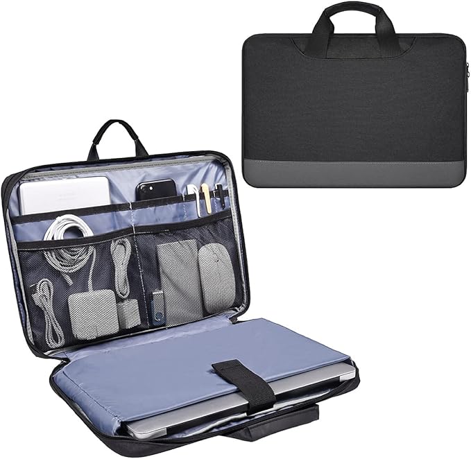 15.6 Inch Laptop Sleeve Bag, Men Women TSA Case for Macbook Pro 16 M4 M3 M2 M1, Lenovo Ideapad 15.6, HP Envy/Victus 15.6, Acer Aspire/Nitro 5 15.6, Dell 15 16, ASUS Chromebook 15 16 Case, Black
