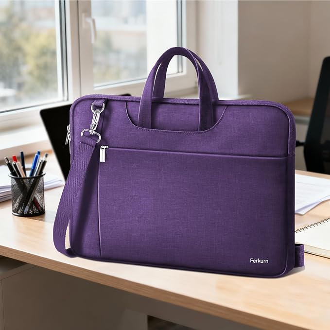 Ferkurn Laptop Case Bag Women Men Computer Sleeve with Shoulder Compatible with HP/Inspiron/Thinkpad/Vivobook/MSI/Surface, 17.3 inch, Violet