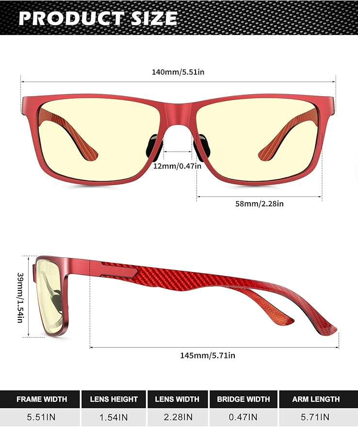 ANYLUV Carbon Fiber Reading Glasses for Men Women, Blue Light Blocking Computer Readers, Anti Glare Spring Hinge
