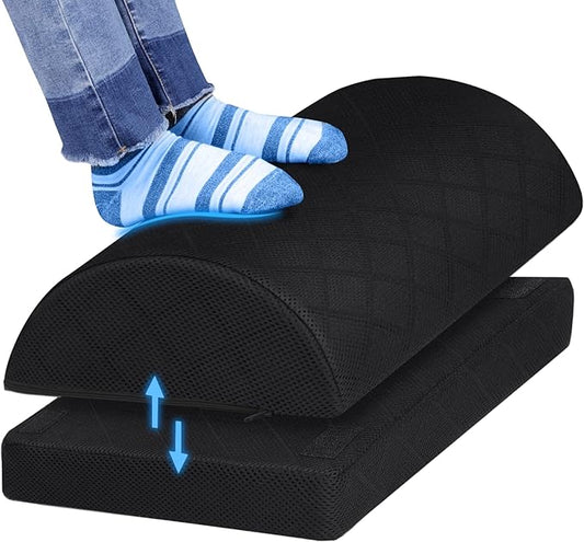 CushZone Foot Rest,Desk & Gaming Accessories,Foot Rest for Under Desk at Work,Comfortable Footrest with 2 Adjustable Heights & Removable Cover, Office Desk Accessories（Black-20 in）