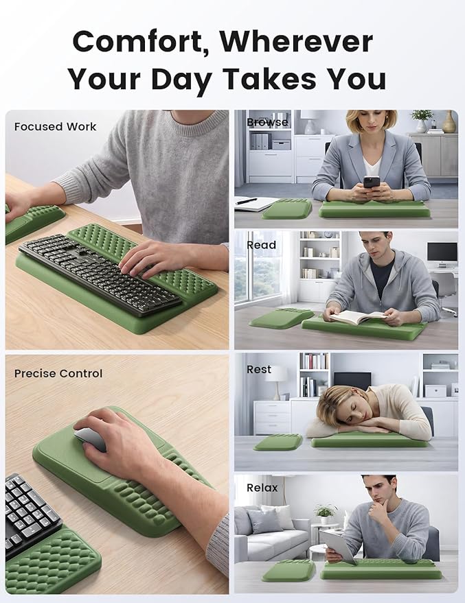 Vaydeer Keyboard Stand and Mouse Pad Set with Wrist Rest, Soft Memory Foam Wrist Support, Ergonomic Wrist Cushion for Desk, Relieves Carpal Tunnel Pain, Palm Hand Typing for Office, Gaming, Pink