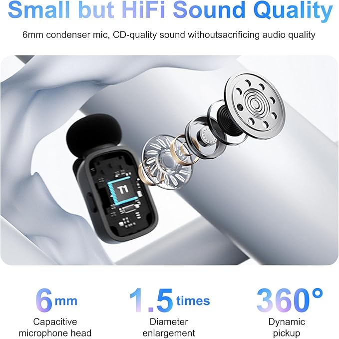 5g Mini Microphone for iphone17/16/15 Android, iPad. Lavalier Microphone Offers Super Crystal Sound, Newly Upgraded Noise Reduction Phone Mic for TikTok YouTube Podcast Vlog