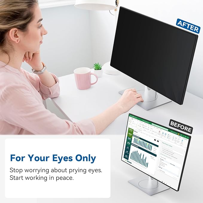 [2-Pack] Magnetic 27 Inch Computer Privacy Screen Protector for 16:9 Monitor, Removable 27in Private Filter for Anti Glare Block Blue Light, Screen Cover Shield Office Shade for Desktop TV Monitor