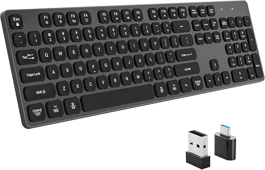 Rechargeable Wireless Keyboard for Mac and Windows, Ultra Slim 2.4GHz Full-Size Keyboard with Low-Profile Quiet Keys, Compatible with PC, Laptop, Windows 11/10/8/7