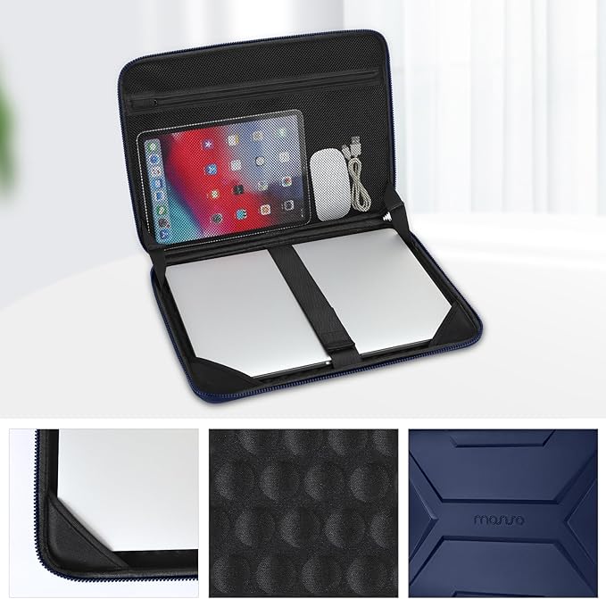 MOSISO 15-16 inch Laptop Hard Case, 15.6 inch Waterproof Shockproof Computer Bag Compatible with MacBook HP Dell,Artistic Geometric EVA Carrying Sleeve Laptop Case Hard Shell with Handle, Navy Blue