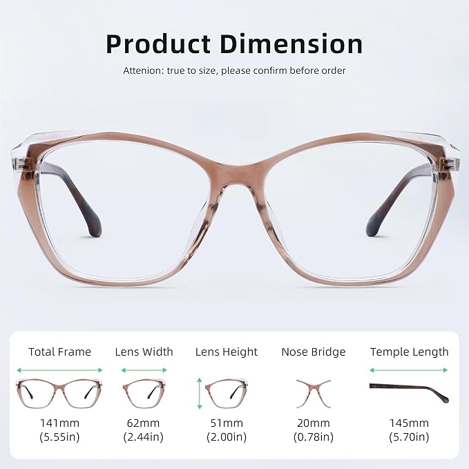 Blue Light Glasses For Woman With Square Decoration,Reading Glasses For Office & Computer Games