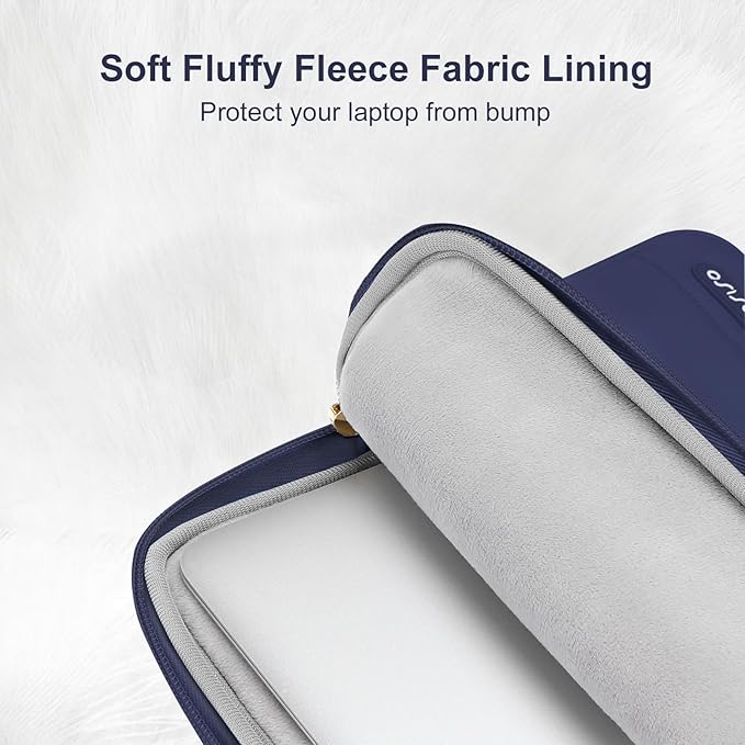 MOSISO Laptop Case 16 inch, 15-15.6 inch Puffy Laptop Sleeve Compatible with MacBook Pro 16 M5 M4 M3 M2 M1, HP Dell ASUS Acer Toshiba Lenovo, Polyester Horizontal Bag with Small Case, Navy Blue