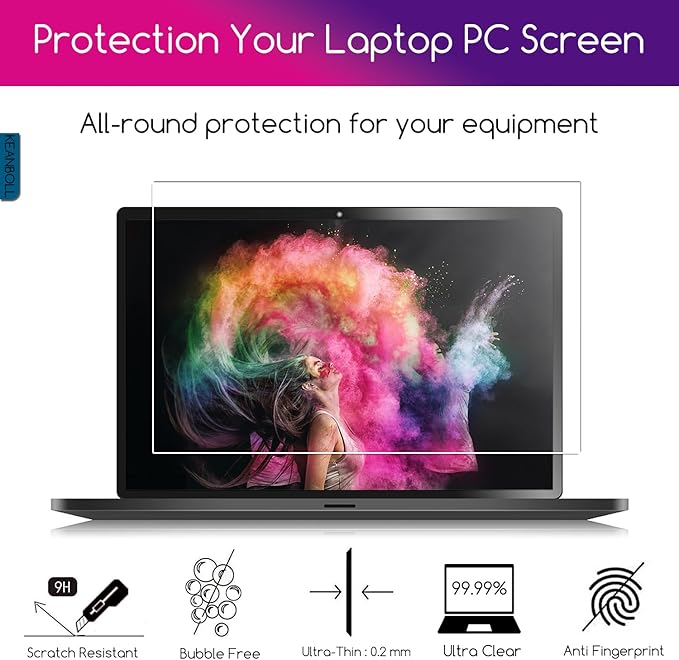 (2-Pack) 17.3 inch Tempered Glass Laptop Screen Protector for 17.3" HP/Dell/ASUS/Samsung/Lenovo/Acer/LG etc 17.3" 16:9 Laptop,(383 x 215mm,W x H)-9H Hardness, Anti Fingerprint, Bubble Free