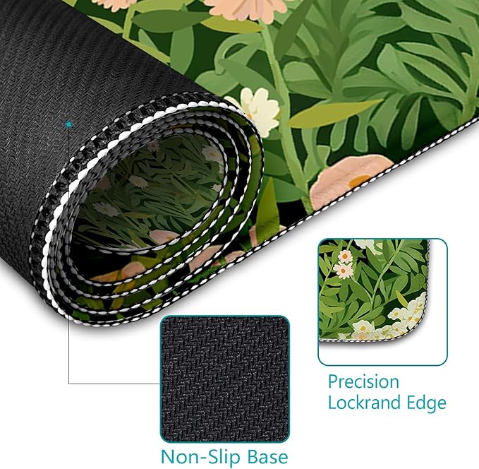 Anime Cat Mouse Pad Green Desk Mat, XL Gaming Mouse Pad with Stitched Edges Non-Slip, Large Keyboard Mat for Desktop Computer Laptop Work Home Cute Office Desk Accessories 31.5x11.8 in
