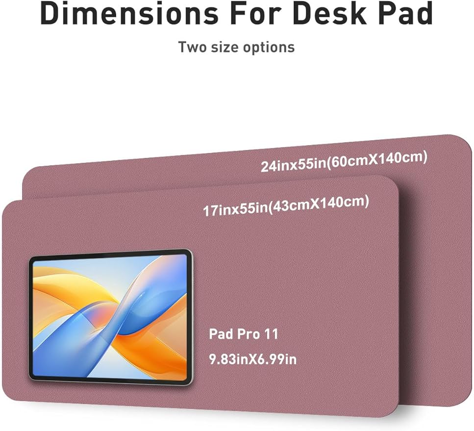 Aothia Faux Leather Desk Mat - Non-Slip PU Leather Desk Blotter, Waterproof Writing Surface, Large Desk Pad for Office & Home (Purple, 55" x 24")