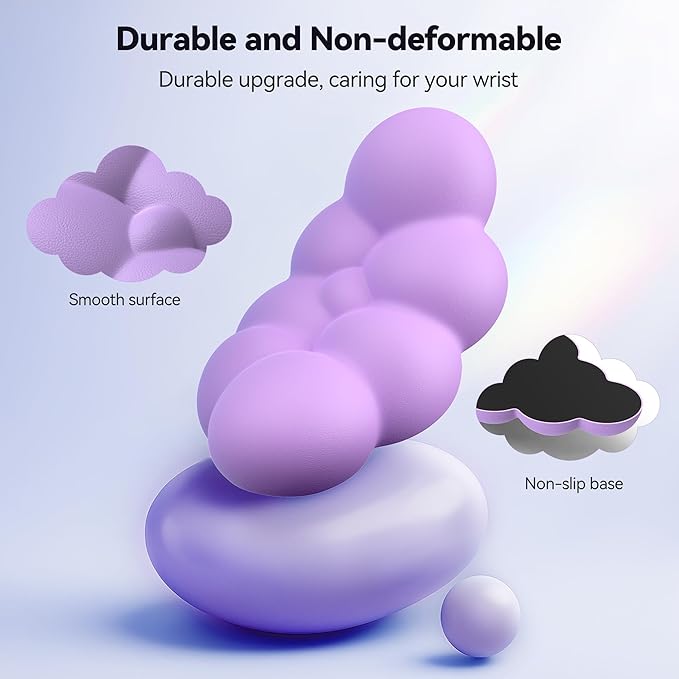 TECKNET Cloud Keyboard Wrist Rest Set, Cloud Wrist Rest with Non-Slip Base, PU Leather Wrist Pad for Keyboard with Ergonomic Memory Foam for Computer Laptop Office Gaming and Pain Relief, Purple