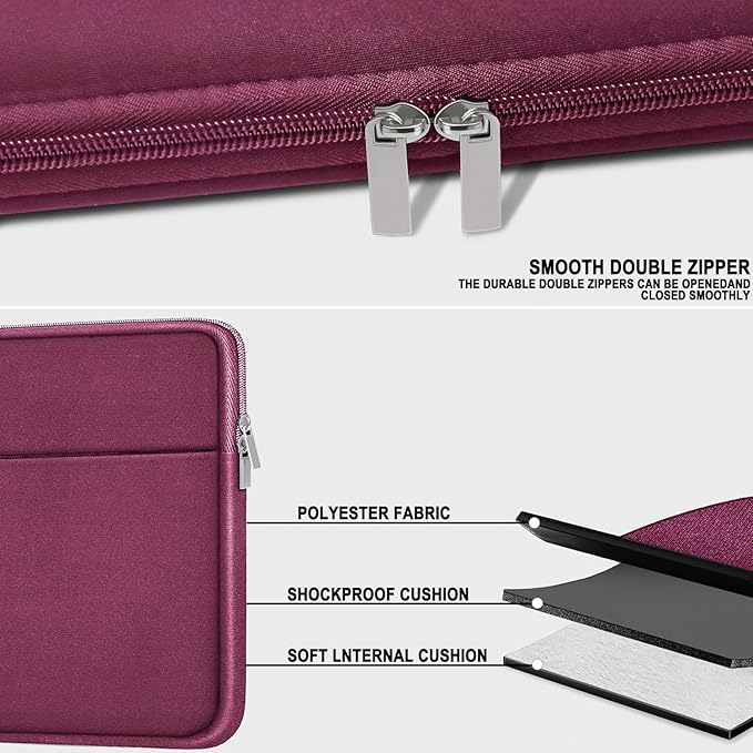 Laptop Sleeve Case 14 inch, Traveling Laptop Cover with Zippered Pocket, Shockproof Protective Carrying Briefcase Computer Bag for 14" MacBook Air/Pro, HP, Dell, Lenovo, Acer, Rose Red