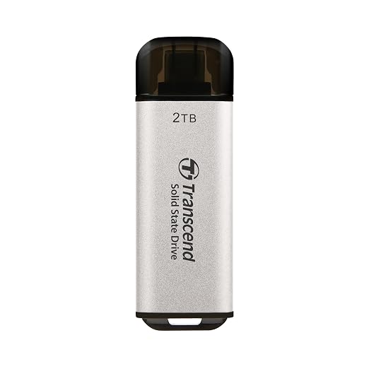 Transcend ESD300 2TB External SSD, Up to 1,050MB/s, Type C USB Drive for iPhone17,16,15, iPad&Mac/Pixel10/Tesla/Steam Deck/ROG Ally/MSI Claw/Android/PS5, Smart TV, USB 3.2 Gen2 Portable SSD- Silver by Transcend