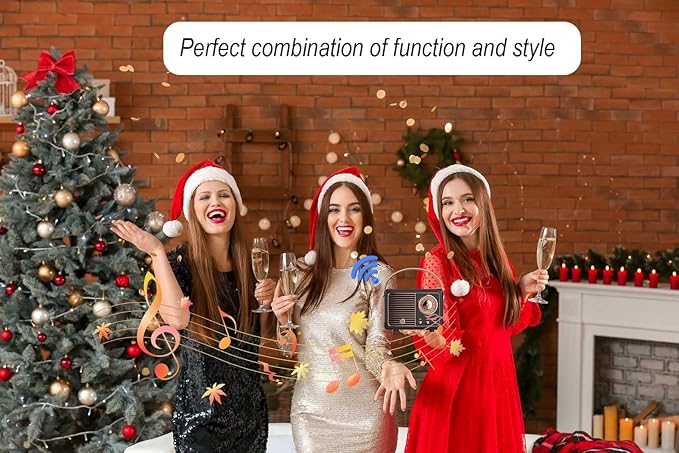 Dosmix Retro Bluetooth Speaker, Vintage Decor,Small Wireless Bluetooth Speaker,Cute Old Fashion Style for Kitchen Desk Bedroom Office Outdoor,Birthday Gifts for Women Men Teens