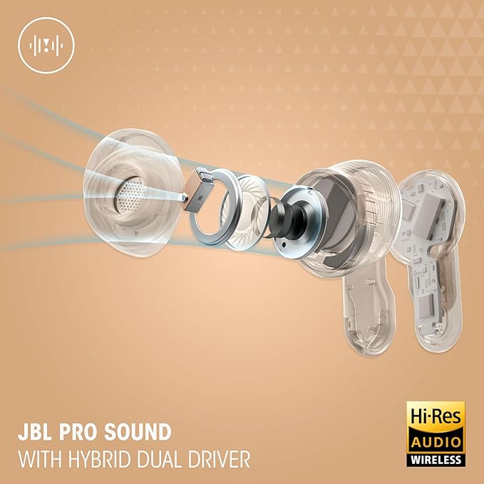 JBL Tour Pro 3 - True Wireless Noise Cancelling Earbuds with Smart Charging Case, Legendary Pro Sound with Hybrid Dual-Driver, Spatial 360 Sound with Head Tracking (Latte)