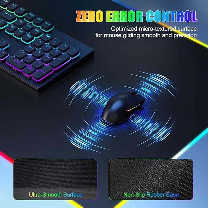 Mouse Pad with Foldable Phone Holder, Wireless Charging Desk Mat, RGB Gaming Mousepad Large Desk Pad with Non-Slip Base, Waterproof Keyboard Pad, Classic Black (XXL Stand Black PD Adapter)