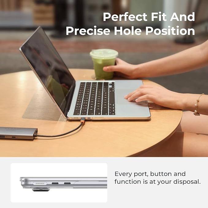 EooCoo Case Compatible with MacBook Air 13 inch M5 2026-2022 Release M4 M3 M2 A3449 A3240 A3113 A2681, Hard Shell&Keyboard Skin Cover&Screen Protector for Mac Air 13.6 inch, Gloss Clear
