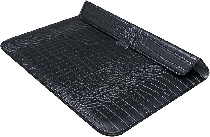 Laptop Sleeve Case 13-13.6 Inch Crocodile PU Leather Flip Cover with Stand Function for 2016-2026 MacBook Neo 13 A18 Pro A3404 Air 13 Pro 13 M5 M4 M3 M2 M1, for HP Dell Lenovo Laptop, Black