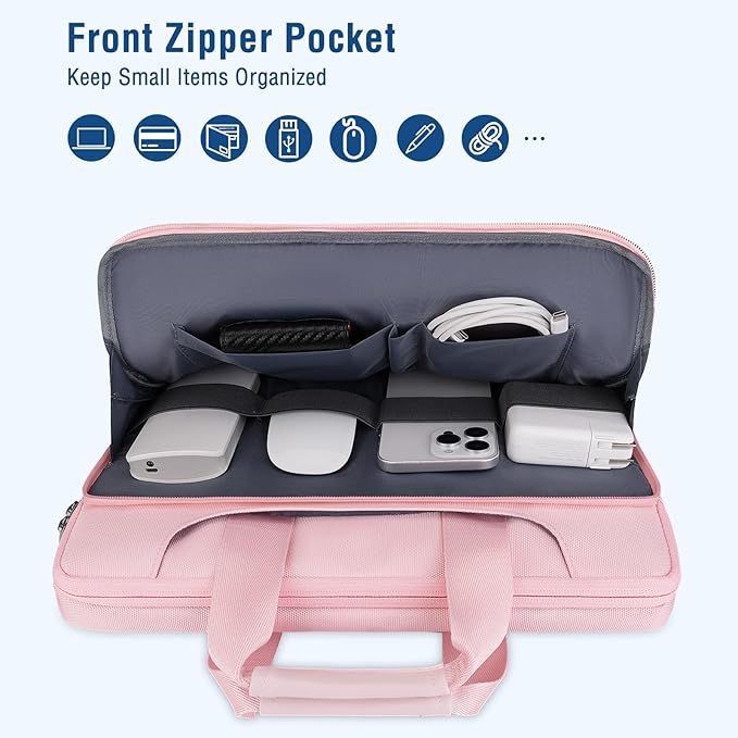 MOSISO 360 Protective Laptop Case 13.3 inch, 13-14 inch Laptop Sleeve Compatible with MacBook Air/Pro 13/Pro 14 M5 M4 M3 M2 M1, HP Dell ASUS Lenovo,Computer Bag with Belt, Pink