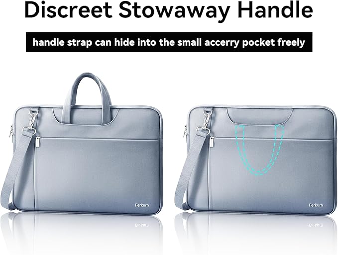 Ferkurn Laptop Case Bag Women Men Computer Sleeve with Shoulder Compatible with HP/Inspiron/Thinkpad/Vivobook/MSI/Surface, 17.3 inch, Light Grey