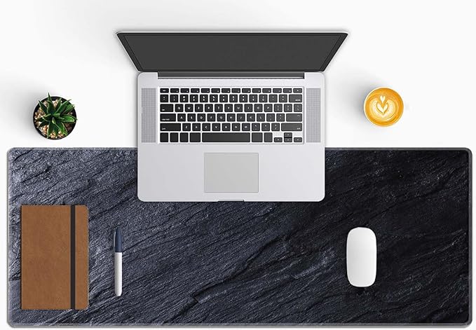 Black Grey Slate Large Gaming Mouse Pad,Mouse Pad Gaming 31.5 x 11.8 in Mouse Mat Desk Pad,Large Desk Mat,Extended Keyboard Mousepad with Non-Slip Base and Stitched Edge for Desk Home Office